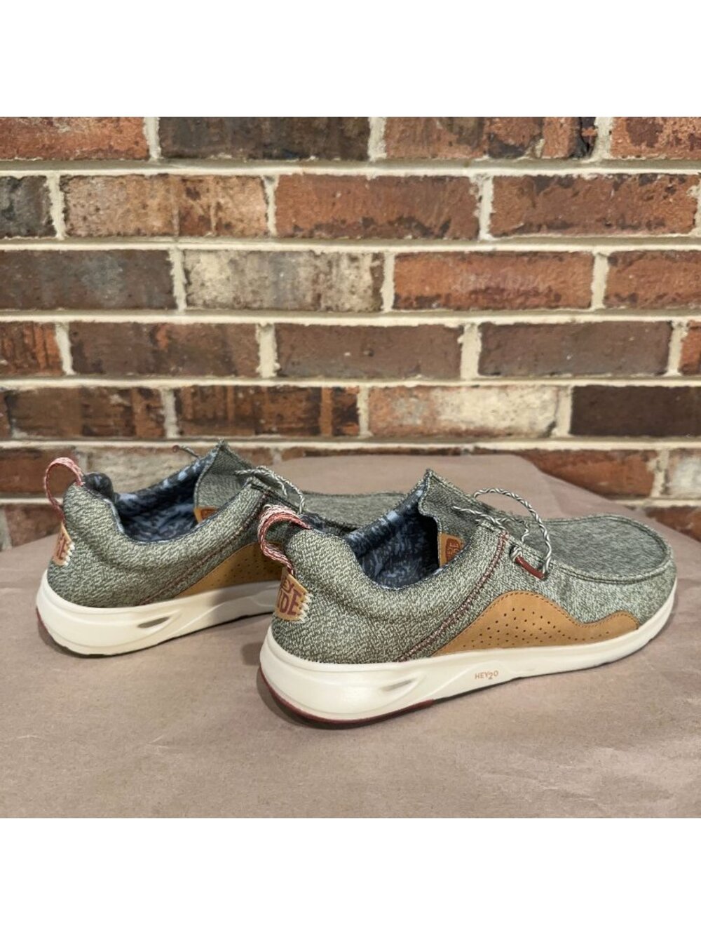 HEYDUDE Mens Wally Hey2O Mesh Shoes Burnt Olive Multi Water Slip On Size 9